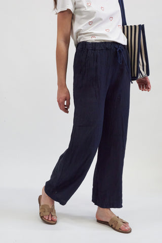 Pantalone 100% Lino blu|Colore:Blu