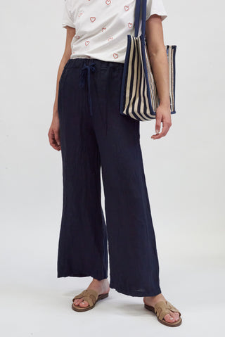Pantalone 100% Lino blu|Colore:Blu
