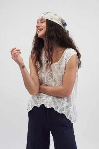 Maglia Ricamo in Cotone bianco|Colore:Bianco