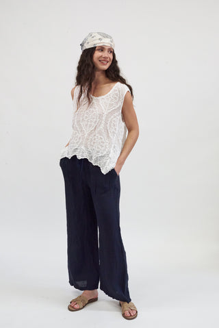 Maglia Ricamo in Cotone bianco|Colore:Bianco
