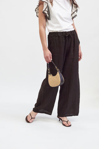 Pantalone 100% Lino Moro|Colore:Moro