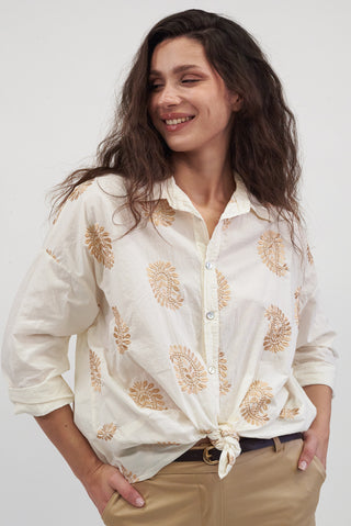 Camicia Ricami Floreali beige|Colore:Beige