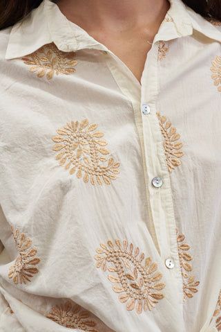 Camicia Ricami Floreali beige|Colore:Beige