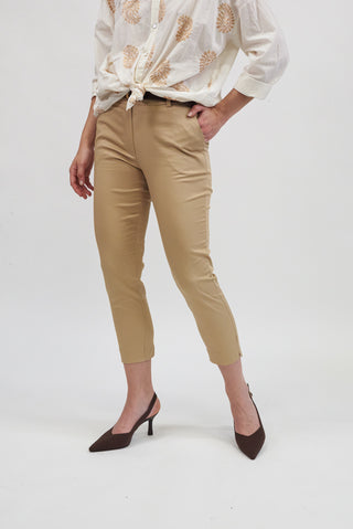 Pantalone Sigaretta con Cintura camel|Colore:Camel