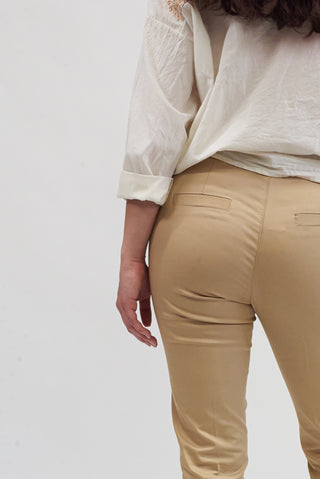 Pantalone Sigaretta con Cintura camel|Colore:Camel