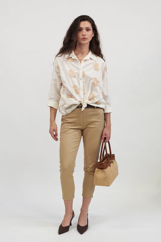 Pantalone Sigaretta con Cintura camel|Colore:Camel