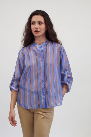 Camicia a Righe  celeste/camel|Colore:Celeste/camel