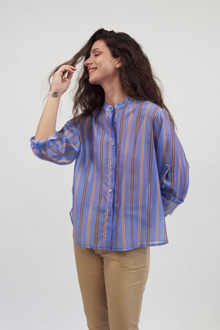Camicia a Righe  celeste/camel|Colore:Celeste/camel
