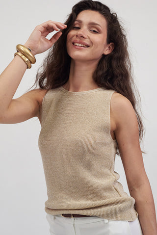 Top in Lurex beige|Colore:Beige