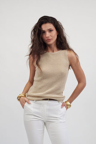 Top in Lurex beige|Colore:Beige