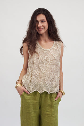 Maglia Ricamo in Cotone Fango|Colore:Fango