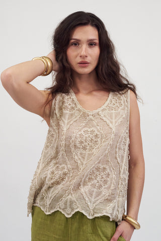 Maglia Ricamo in Cotone Fango|Colore:Fango
