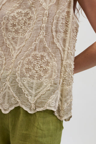 Maglia Ricamo in Cotone Fango|Colore:Fango
