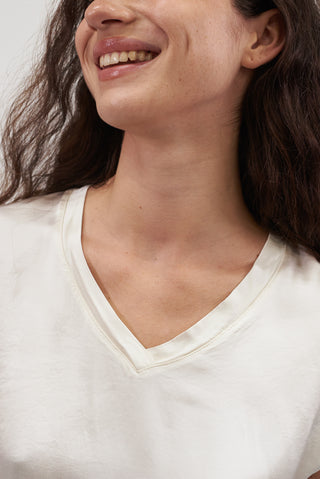 Maglia Satin con Scollo a V panna|Colore:Panna