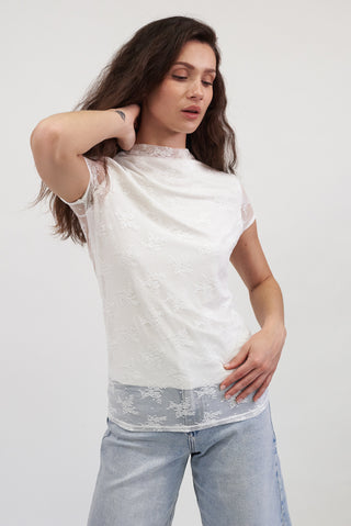 Maglia in Pizzo bianco|Colore:Bianco