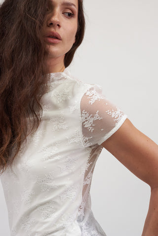 Maglia in Pizzo bianco|Colore:Bianco