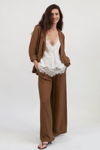 Pantalone Palazzo Leggero Camel|Colore:Camel