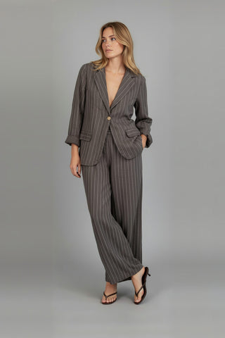 Giacca gessata 100% lino moro|Colore:Moro