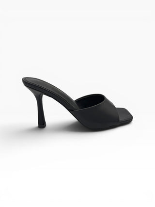 Sandali Mule con tacco nero|Colore:Nero