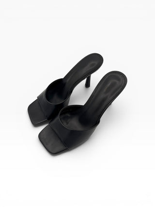 Sandali Mule con tacco nero|Colore:Nero