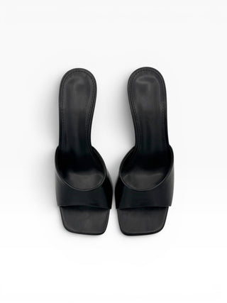 Sandali Mule con tacco nero|Colore:Nero