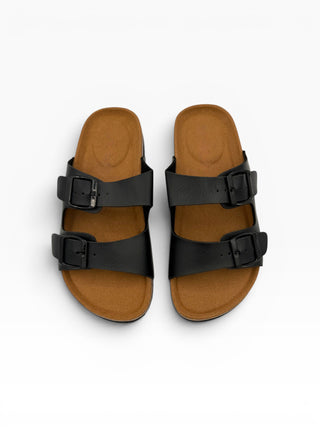 Sandalo Doppia Fascia Nero|Colore:Nero