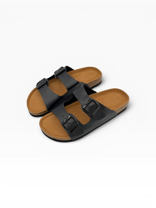 Sandalo Doppia Fascia Nero|Colore:Nero