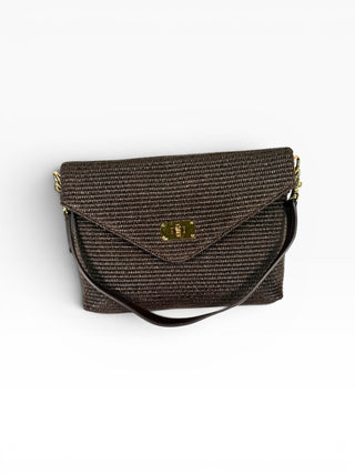 Clutch Pelle e Rafia moro|Colore:Moro