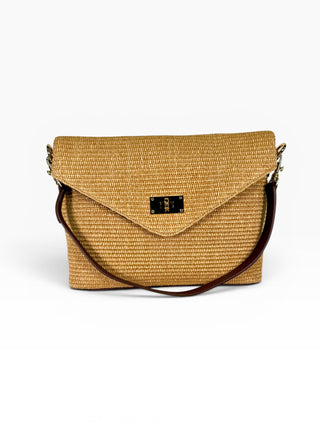 Clutch Pelle e Rafia beige|Colore:Beige