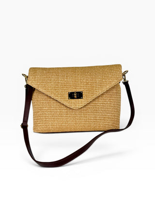 Clutch Pelle e Rafia beige|Colore:Beige