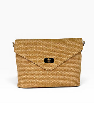 Clutch Pelle e Rafia beige|Colore:Beige