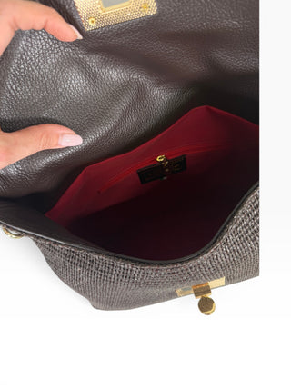 Clutch Pelle e Rafia moro|Colore:Moro