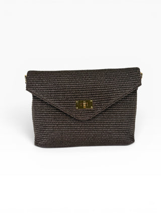 Clutch Pelle e Rafia moro|Colore:Moro