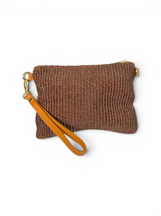 Pochette Pelle e Rafia moro|Colore:Moro