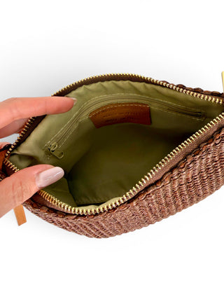 Pochette Pelle e Rafia moro|Colore:Moro