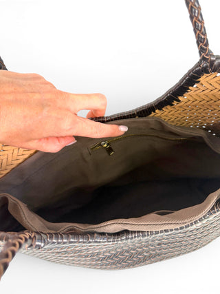 Maxi Tote Pelle Intrecciata moro|Colore:Moro