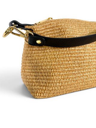 Borsa Spalla Pelle e Rafia nero|Colore:Nero
