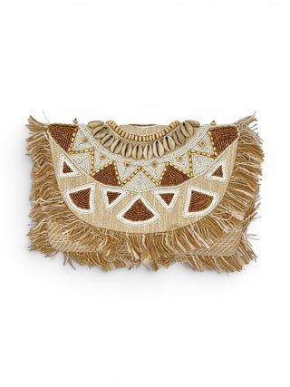 Clutch Frange e Conchiglie beige|Colore:Beige