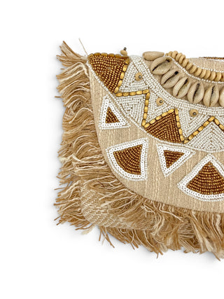 Clutch Frange e Conchiglie beige|Colore:Beige