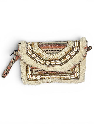 Clutch Frange e Perline beige|Colore:Beige