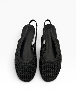 Ballerina sling-back intrecciata nero|Colore:Nero