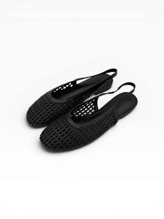 Ballerina sling-back intrecciata nero|Colore:Nero