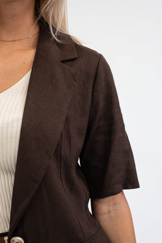 Giacca Misto Lino Moro|Colore:Moro