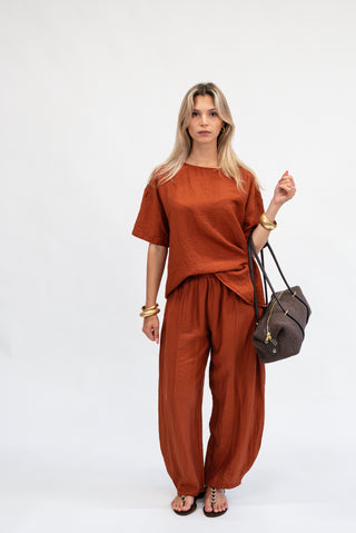Blusa Over Misto Lino coccio|Colore:Coccio