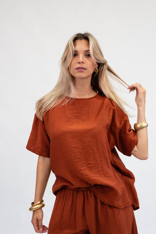 Blusa Over Misto Lino coccio|Colore:Coccio