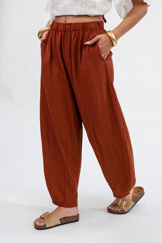 Pantalone Baggy Misto Lino coccio|Colore:Coccio