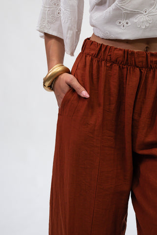 Pantalone Baggy Misto Lino coccio|Colore:Coccio