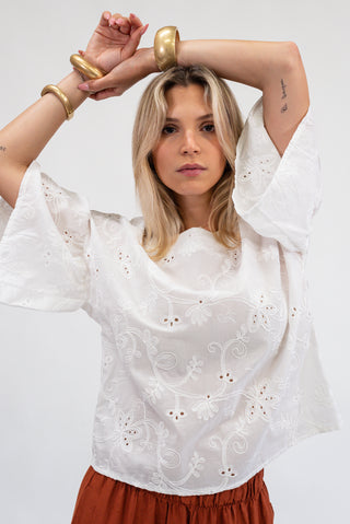 Blusa con Ricami bianco|Colore:Bianco