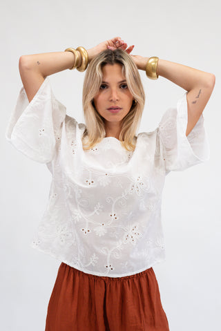 Blusa con Ricami bianco|Colore:Bianco
