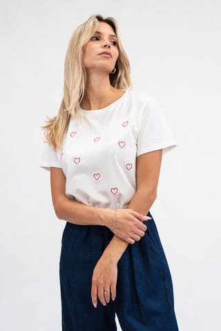 T-Shirt Cuori bianco|Colore:Bianco